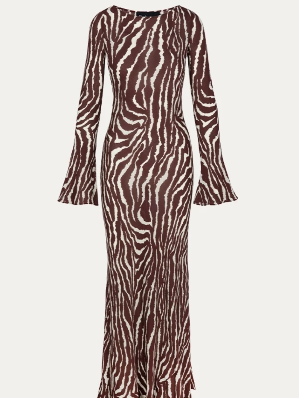 Réalisation Par The Gia Animal Silk Maxi Dress Size S Zebra Bell Sleeves